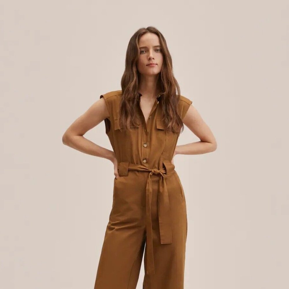 MANGO Amy Cotton Belted Jumpsuit PLUS SIZE 3x